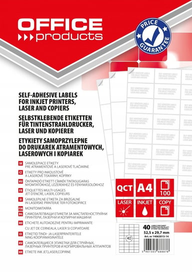 Etykiety samoprzylepne OFFICE PRODUCTS 52,5x29,7mm białe 100 PBS Connect Polska