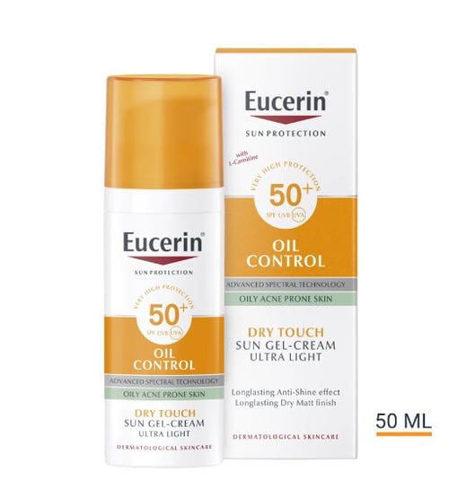 Eucerin, Sun Oil Control Face Protection Sun Cream for Oily & Blemish Prone Skin SPF 50+, Krem do twarzy, 50ml Eucerin