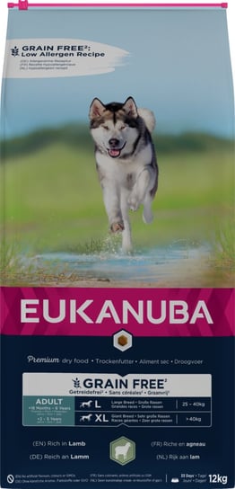 EUKANUBA GRAIN FREE LARGE ADULT JAGNIĘCINA 12kg Eukanuba