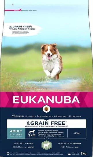Eukanuba Grain Free S/M Adult Jagnięcina 3Kg Eukanuba