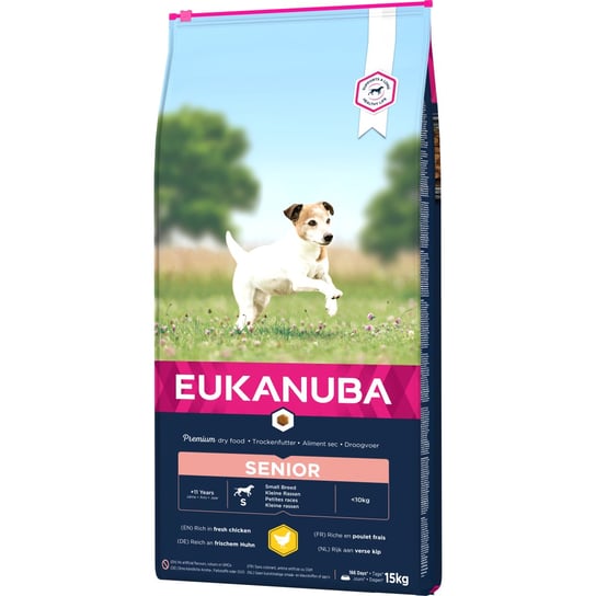 EUKANUBA Senior Sucha Karma W Formie Granulek Dla Starszych Psów Małych Ras Z Kurczakiem 15kg Eukanuba