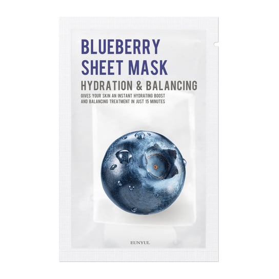 Eunyul Blueberry Sheet Mask Nawilżająca maseczka w płachcie z jagodami 22ml Eunyul