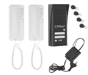 Eura-Tech, Domofon ''CYFRAL'' 'COSMO' zestaw 2-lokatorski czarny, czytnik RFID C41A275 Eura-Tech