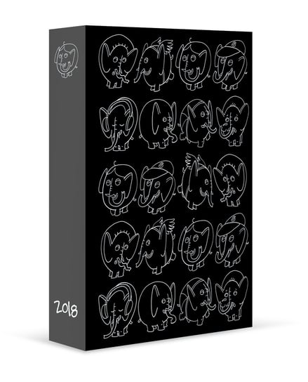 Eurograf, kalendarz książkowy 2018, format B6, Słonie, czarny 