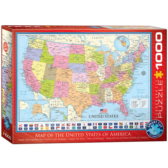 EuroGraphics, puzzle, Mapa Stanów Zjednoczonych, 1000 el. EuroGraphics