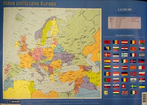 Europa Mapa Fizyczna i Polityczna 1:80 000 000 Wydawnictwo Szkolne PWN