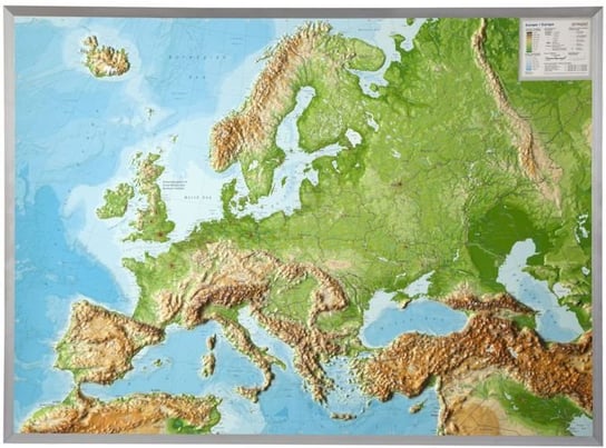 Europa mapa plastyczna w ramie 1:8 000 000, GeoRelief Georelief GbR