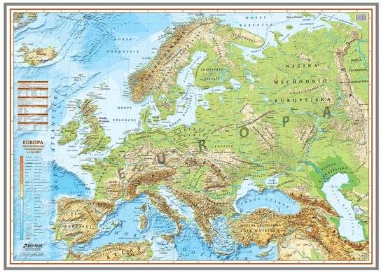 Europa mapa ścienna fizyczna, 1:4 500 000, EkoGraf Eko Graf
