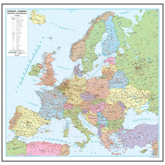 Europa mapa ścienna polityczna na podkładzie do wpinania - pinboard, 1:2 250 000, ArtGlob Artglob