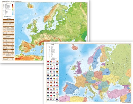 Europa mapa ścienna polityczno - fizyczna dwustronna, 1:4 500 000 Opracowanie zbiorowe