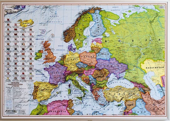 Europa polityczna mapa ścienna na podkładzie do wpinania - pinboard, 1:7 000 000, EkoGraf Eko Graf