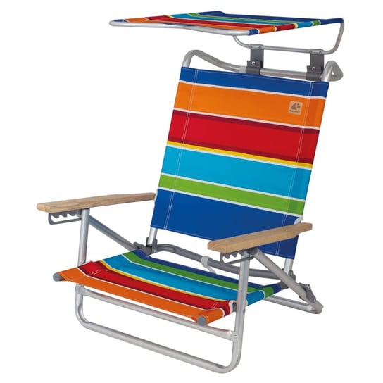 Eurotrail Krzesło plażowe Mediterranee 2-w-1, w kolorowe paski Eurotrail