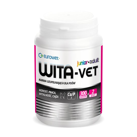 Eurowet Wita-Vet Junior+Adult Preparat witaminowy na wzrost, ciążę dla psów 300 tabletek EUROWET