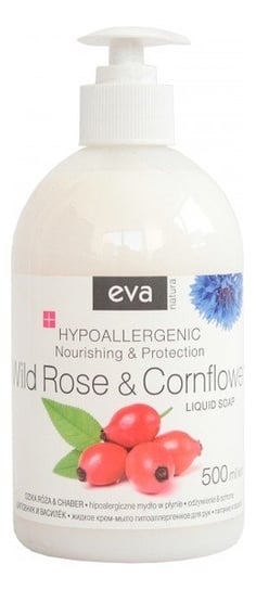 Eva, Natura, mydło w płynie hipoalergiczne Dzika Róża i Chaber, 500 ml Eva