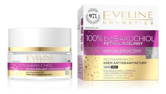 Eveline Cosmetics, 100% Bio Bakuchiol, multinaprawczy krem antygrawitacyjny 70+ na dzień i noc, 50 ml Eveline Cosmetics