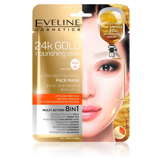Eveline Cosmetics, 24k Gold, ultra-rewitalizująca maska w płacie, 20 ml Eveline Cosmetics