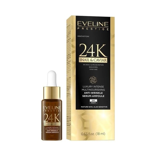 Eveline Cosmetics 24K Snail & Caviar, luksusowe multiodżywcze serum-ampułka na dzień i noc, 18 ml Eveline Cosmetics