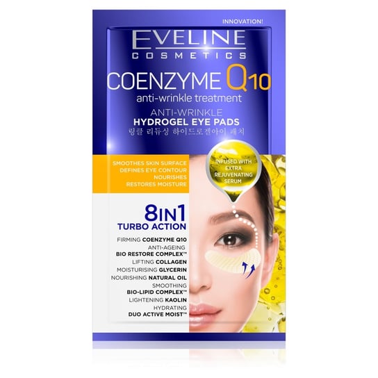 Eveline Cosmetics, 8in1 Turbo Action, przeciwzmarszczkowe hydrożelowe płatki pod oczy z koenzymem Q10, 2 szt. Eveline Cosmetics
