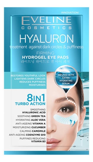 Eveline Cosmetics, 8in1 Turbo Action, zabieg przeciw cieniom i obrzękom rozświetlające hydrożelowe płatki pod oczy, 2 szt. Eveline Cosmetics