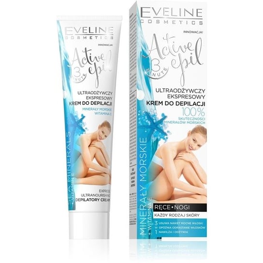 Eveline Cosmetics, Active Epil, ultraodżywczy ekspresowy krem do depilacji Minerały Morskie, 125 ml Eveline Cosmetics