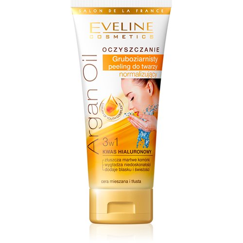 Eveline Cosmetics, Argan Oil 3w1, gruboziarnisty peeling do twarzy, 60 ml Eveline Cosmetics