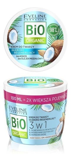 Eveline Cosmetics Bio Organic Krem do twarzy głęboko regenerujący 3w1 Bio Kokos 100ml Eveline Cosmetics