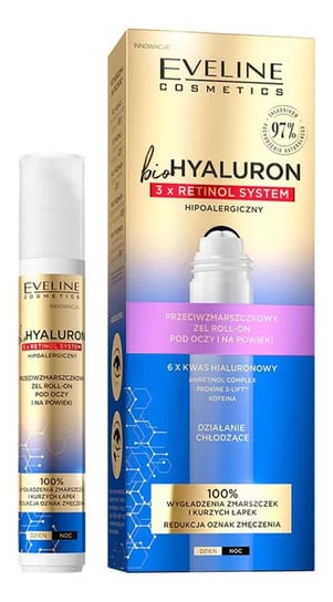 Eveline Cosmetics bioHYALURON 3xRetinol System Przeciwzmarszczkowy Żel roll-on pod oczy i na powieki 15ml Eveline Cosmetics