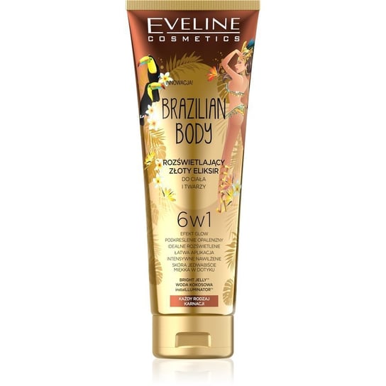 Eveline Cosmetics Brazilian Body Rozświetlający złoty eliksir do ciała i twarzy 6w1 100 ml Eveline Cosmetics