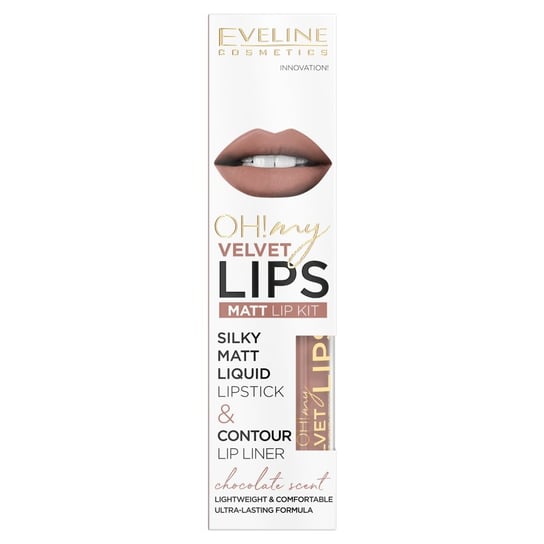 Eveline Cosmetics, Cosmetics, Oh! My Velvet Lips, Zestaw matowa pomadka w płynie i konturówka, nr 11 Cookie Milkshake Eveline Cosmetics