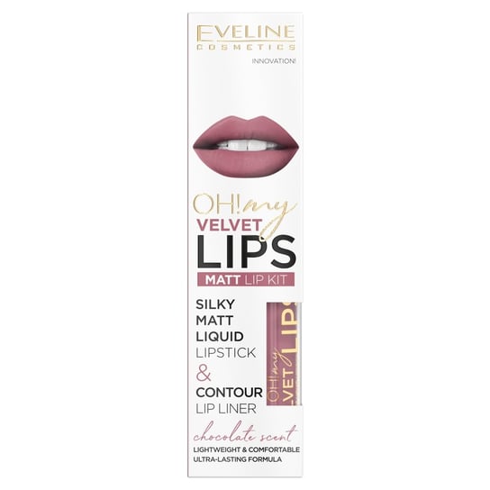 Eveline Cosmetics, Cosmetics, Oh! My Velvet Lips, Zestaw: matowa pomadka w płynie i konturówka, nr 13 Brownie Biscotti Eveline Cosmetics