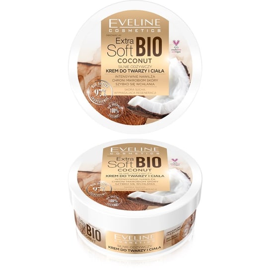 Eveline Cosmetics Extra Soft Bio Coconut silnie odżywczy krem do twarzy i ciała 200ml Eveline Cosmetics