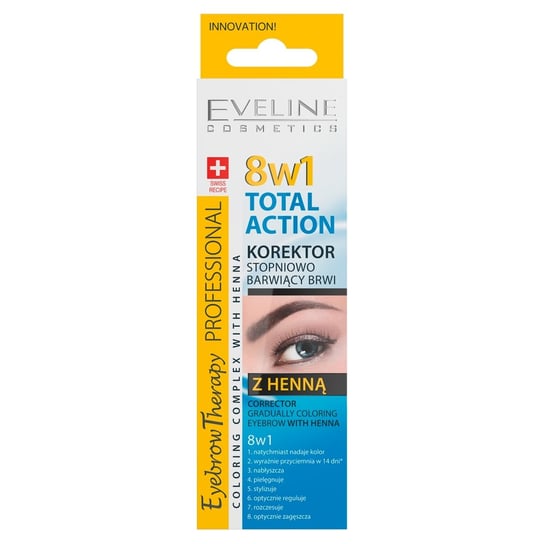 Eveline Cosmetics, Eyebrow Therapy, korektor stopniowo barwiący brwi z henną 8w1, 10 ml Eveline Cosmetics