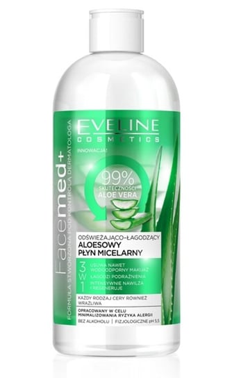 Eveline Cosmetics, Facemed+ 3w1, płyn micelarny odświeżająco-łagodzący, 400 ml Eveline Cosmetics