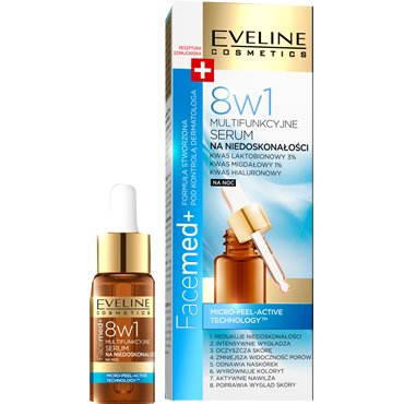 Eveline Cosmetics, Facemed+ 8w1, multifunkcyjne serum na niedoskonałości na noc, 18 ml Eveline Cosmetics