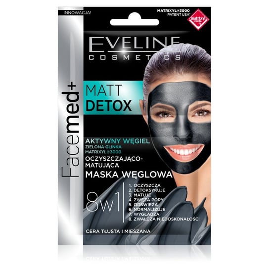 Eveline Cosmetics, Facemed+, maska węglowa 8w1 oczyszczająco-matująca, 2x5 ml Eveline Cosmetics