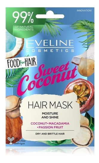 Eveline Cosmetics Food for Hair Sweet Coconut Maska do włosów normalnych i cienkich - nawilżenie i połysk 20ml Eveline Cosmetics