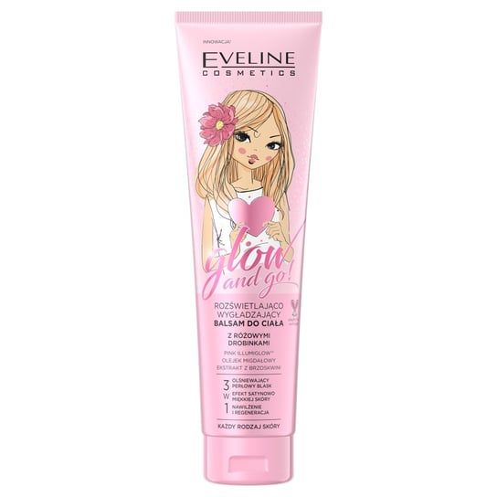 Eveline Cosmetics, Glow and Go!, Rozświetlająco-wygładzający Balsam do ciała z różowymi drobinkami 150ml Eveline Cosmetics