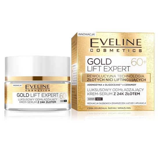 Eveline Cosmetics, Gold Lift Expert 60+, luksusowy odmładzający krem-serum z 24k złotem dzień/noc, 50 ml Eveline Cosmetics