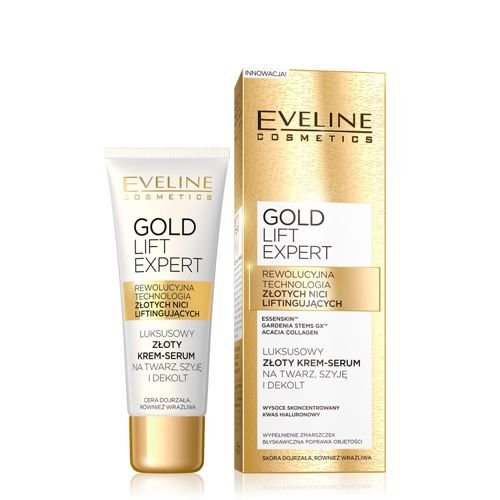 Eveline Cosmetics, Gold Lift Expert, luksusowy złoty krem-serum na twarz szyję i dekolt dla skóry dojrzałej, 40 ml Eveline Cosmetics