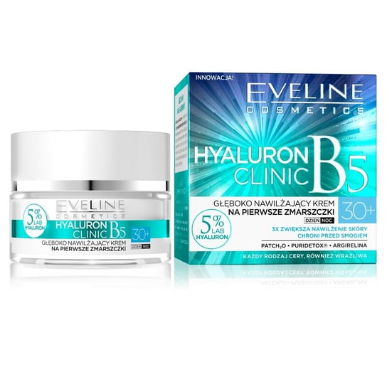 Eveline Cosmetics, Hyaluron Clinic 30+, głęboko nawilżający krem na pierwsze zmarszczki na dzień i na noc, 50 ml Eveline Cosmetics