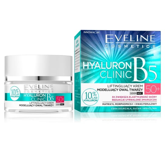 Eveline Cosmetics, Hyaluron Clinic 50+, liftingujący krem modelujący owal twarzy na dzień i na noc, 50 ml Eveline Cosmetics
