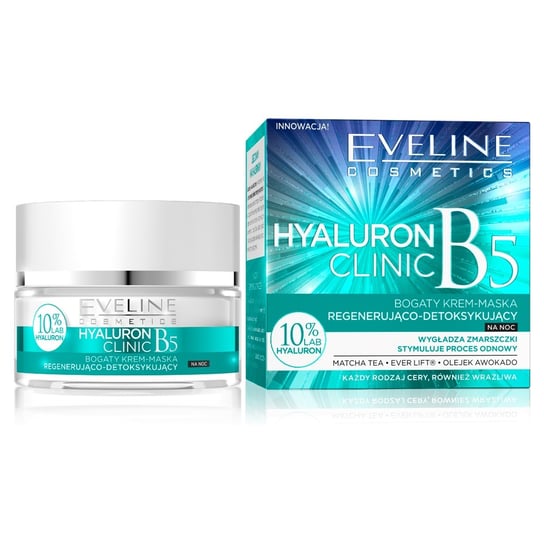 Eveline Cosmetics, Hyaluron Clinic, bogaty krem-maska regenerująco detoksykujący na noc, 50 ml Eveline Cosmetics