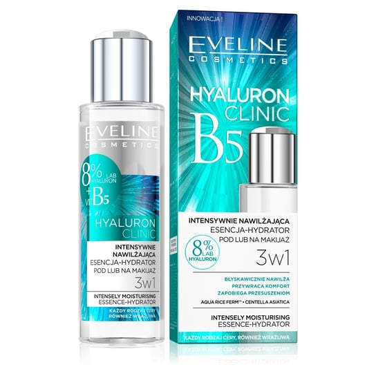 Eveline Cosmetics, Hyaluron Clinic, intensywnie nawilżająca esencja-hydrator pod lub na makijaż, 110 ml Eveline Cosmetics