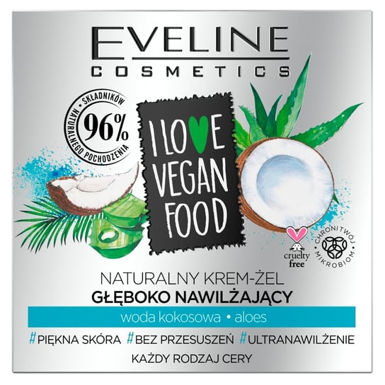 Eveline Cosmetics, I Love Vegan Food, krem-żel głęboko nawilżający woda kokosowa-aloes, 50 ml Eveline Cosmetics