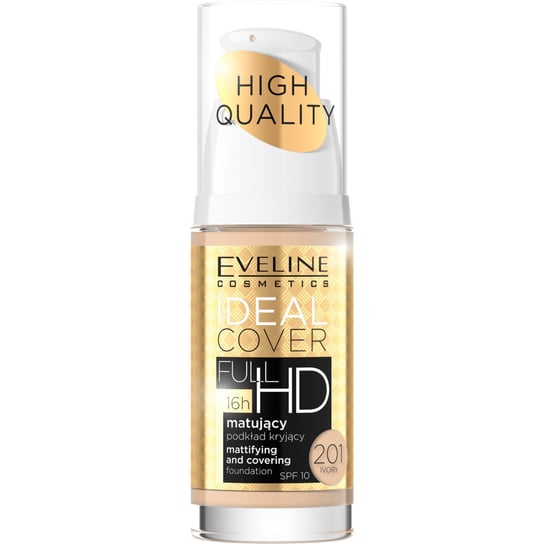 Eveline Cosmetics, Ideal Cover Full HD, Matujący podkład kryjący, nr 201 Eveline Cosmetics