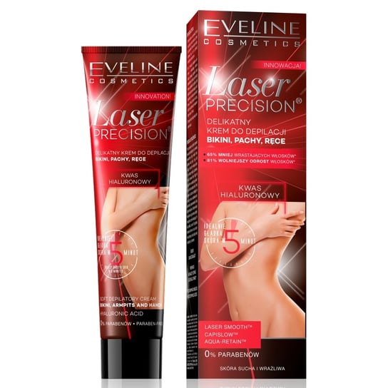 Eveline Cosmetics, Laser Precision, delikatny krem do depilacji bikini, pach i rąk, 5-minutowy, 125 ml Eveline Cosmetics
