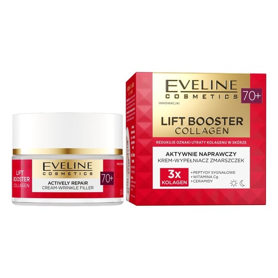 Eveline Cosmetics, Lift Booster Collagen aktywnie naprawczy krem-wypełniacz zmarszczek 70+ 50ml Eveline Cosmetics