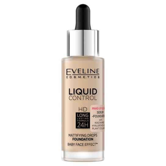 Eveline Cosmetics, Liquid Control HD Long Lasting Formula 24H podkład do twarzy z dropperem 015 Light Vanilla, 32ml Eveline Cosmetics