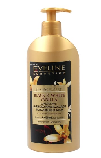 Eveline Cosmetics, Luxury Expert, mleczko do ciała głęboko nawilżające Black&White Vanilla, 350 ml Eveline Cosmetics