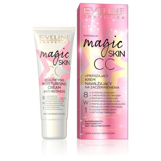 Eveline Cosmetics, Magic Skin CC, upiększający krem nawilżający na zaczerwienienia 8w1, 50 ml Eveline Cosmetics